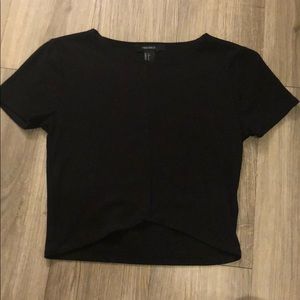 Black Ribbed Crop Top